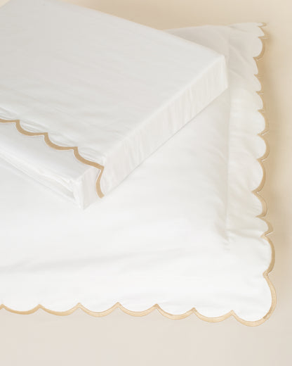 Jogo de Lençol Salina 300 fios com Bordado na cor Areia - Queen