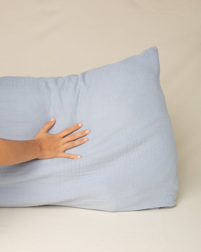 Capa de Edredom e Capa de Travesseiro Musseline Azul Denim - Solteiro