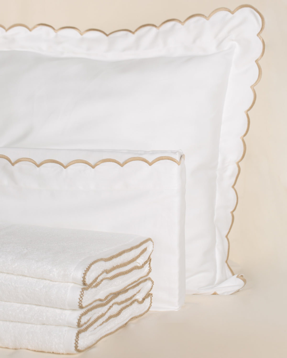 KIT CAMA E BANHO - Salina e Vernazza com Bordado Areia - Queen