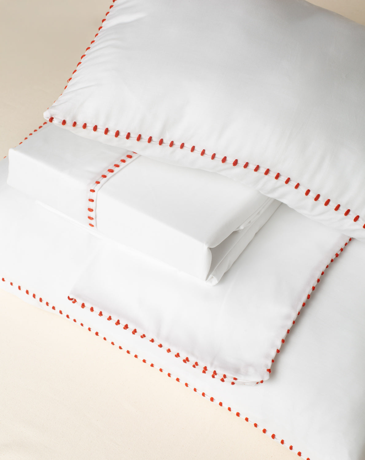 Jogo de Lençol Positano 300 fios com Bordado na cor Tijolo - King