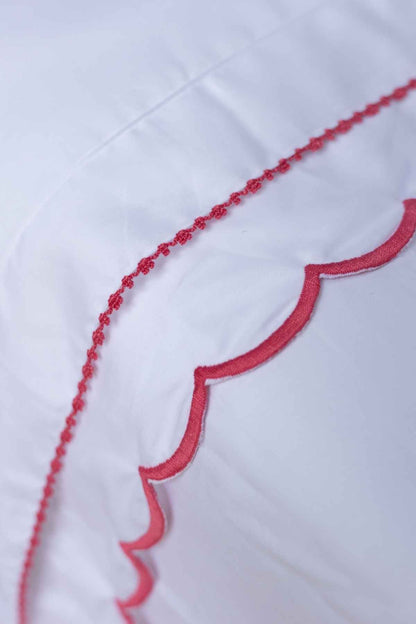 Fronha Salina 300 fios com Bordado na cor Rosa