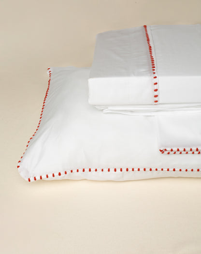 Jogo de Lençol Positano 300 fios com Bordado na cor Tijolo - Queen