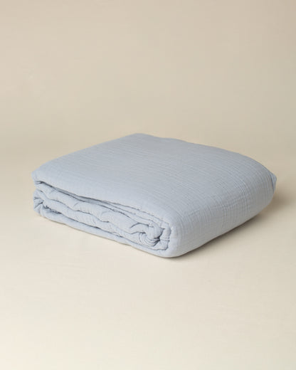 Capa de Edredom e Capa de Travesseiro Musseline Azul Denim - Solteiro