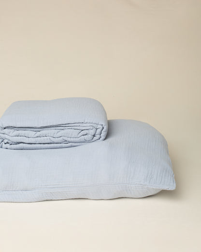 Capa de Edredom e Capa de Travesseiro Musseline Azul Denim - Solteiro