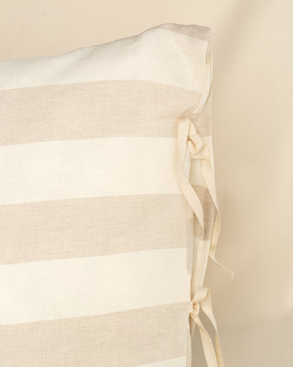 Capa de Almofada Linho Riscas em Bege - 50x90