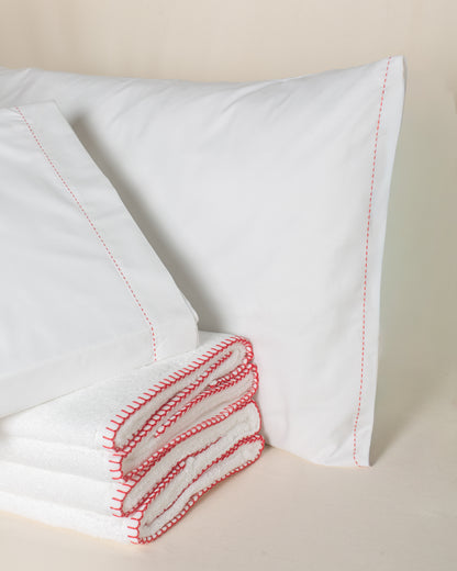 Toalha de Rosto Otranto com Bordado Vermelho