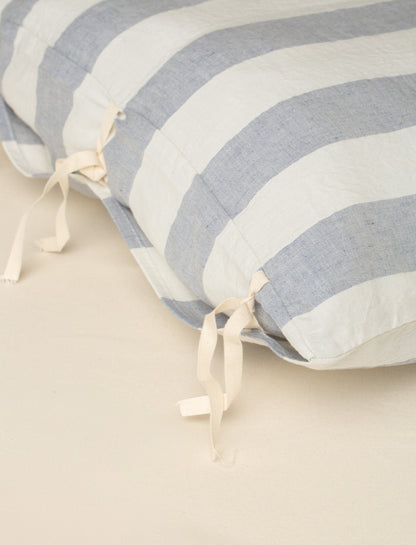 Capa de Almofada Linho Riscas em Azul 50x70