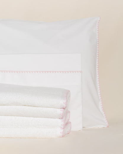 Toalha de Banho Portuguesa Sardenha Bordado Rosa Claro - Padrão