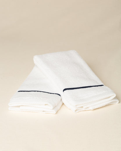 Toalha de Lavabo Puglia com Bordado na cor Azul Marinho