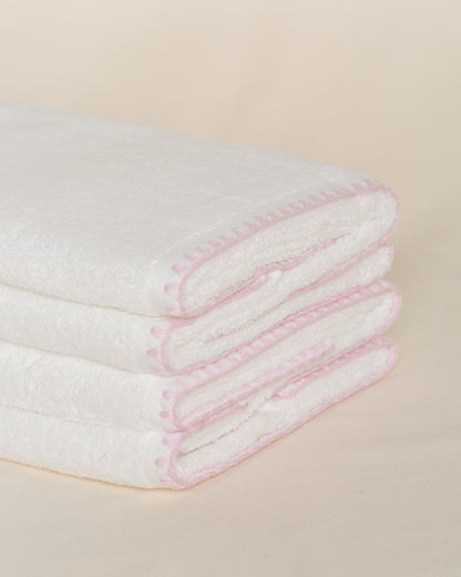 Toalha de Rosto Portuguesa Sardenha com Bordado Rosa Claro
