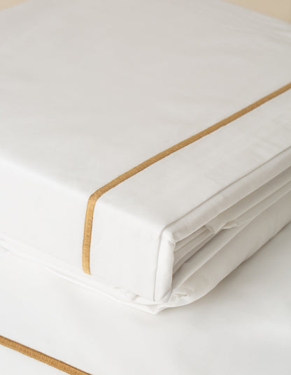 Jogo de Lençol Puglia 400 fios com Bordado na cor Duna - King