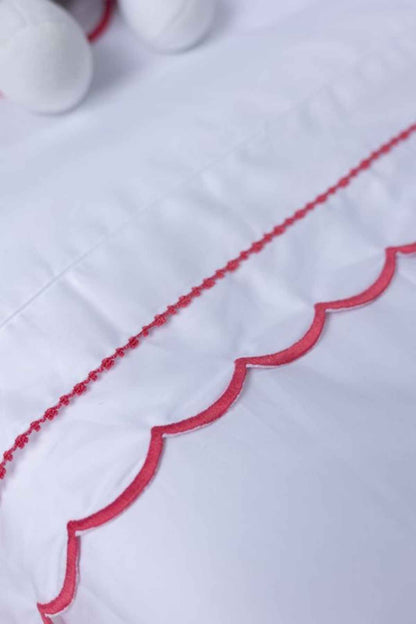 Fronha Salina 300 fios com Bordado na cor Rosa