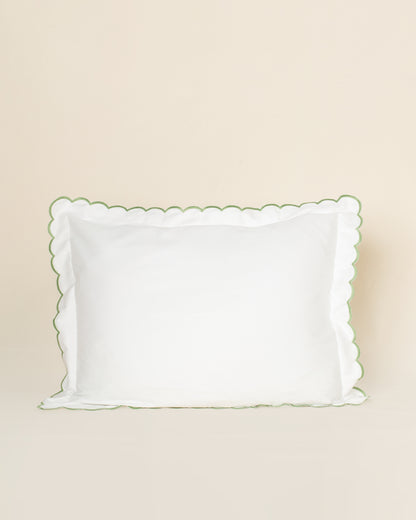 Fronha Salina 300 fios com Bordado na cor Verde Campo