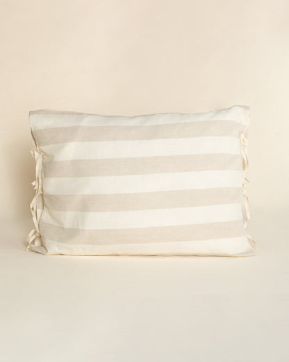 Capa de Almofada Linho Riscas em Bege - 50x70