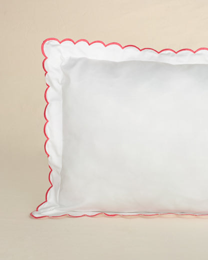 Fronha Salina 300 fios com Bordado na cor Rosa