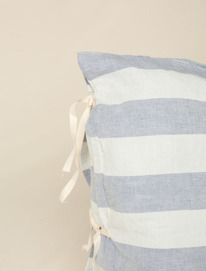 Capa de Almofada Linho Riscas em Azul 50x70