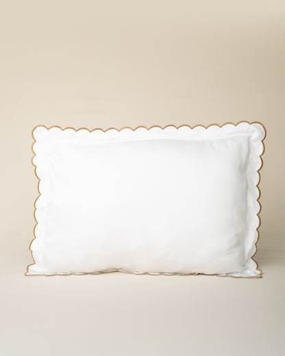 Fronha Salina 300 fios com Bordado na cor Duna