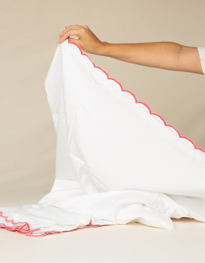 Fronha Salina 300 fios com Bordado na cor Rosa