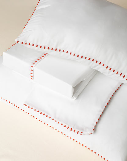 Jogo de Lençol Positano 300 fios com Bordado na cor Tijolo - Queen