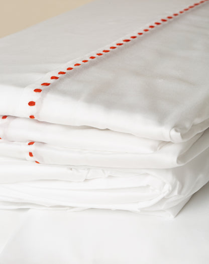 Jogo de Lençol Positano 300 fios com Bordado na cor Tijolo - Queen