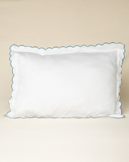 Fronha Salina 300 fios com Bordado na cor Azul Mar