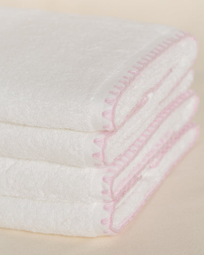 Toalha de Rosto Portuguesa Sardenha com Bordado Rosa Claro