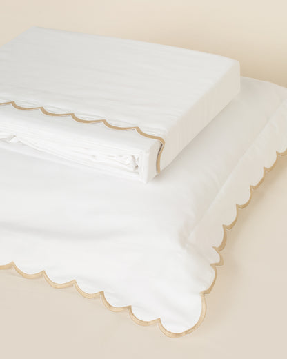 Jogo de Lençol Salina 300 fios com Bordado na cor Areia - King