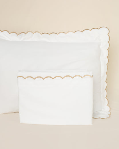 Jogo de Lençol Salina 300 fios com Bordado na cor Areia - King